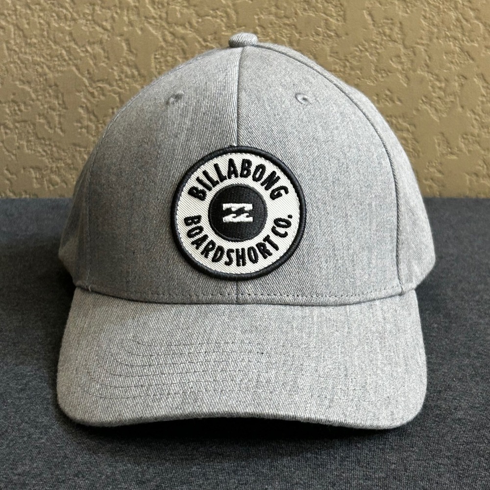 Billabong Boardshort Co Hat Gray Logo Patch Snapback Adjustable Cotton Cap